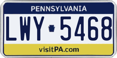 PA license plate LWY5468