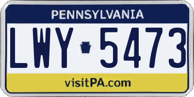 PA license plate LWY5473