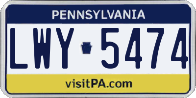 PA license plate LWY5474