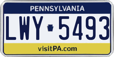 PA license plate LWY5493