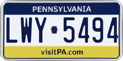 PA license plate LWY5494