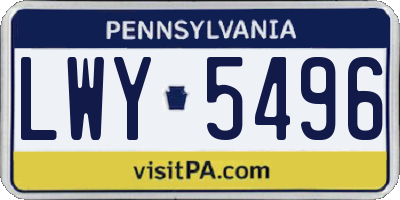 PA license plate LWY5496