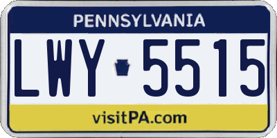 PA license plate LWY5515