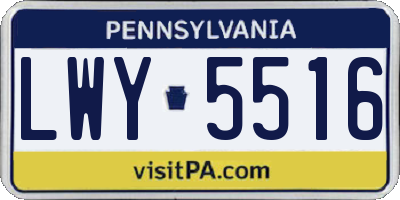 PA license plate LWY5516