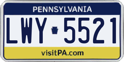 PA license plate LWY5521