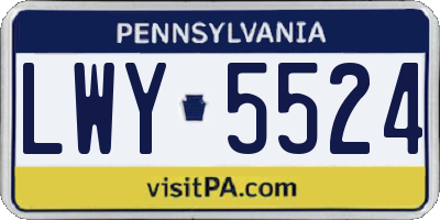 PA license plate LWY5524