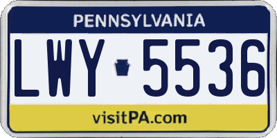 PA license plate LWY5536