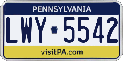 PA license plate LWY5542