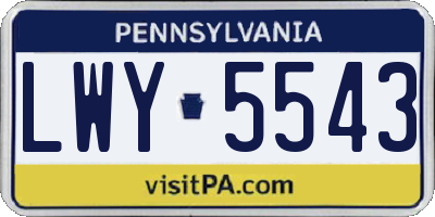 PA license plate LWY5543