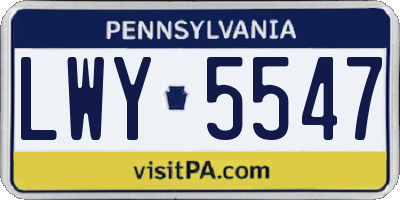 PA license plate LWY5547