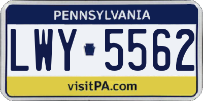 PA license plate LWY5562