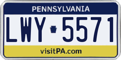 PA license plate LWY5571