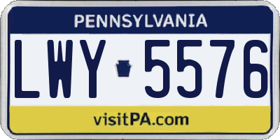 PA license plate LWY5576