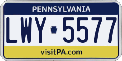 PA license plate LWY5577