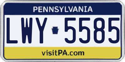 PA license plate LWY5585