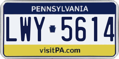 PA license plate LWY5614