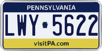 PA license plate LWY5622