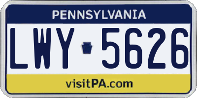 PA license plate LWY5626