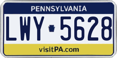 PA license plate LWY5628