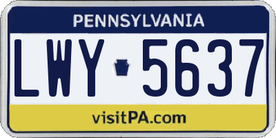 PA license plate LWY5637