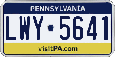 PA license plate LWY5641