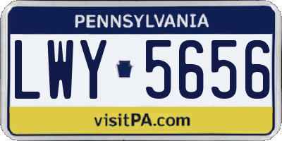 PA license plate LWY5656