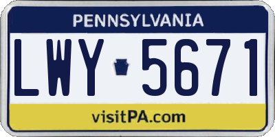 PA license plate LWY5671