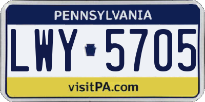 PA license plate LWY5705