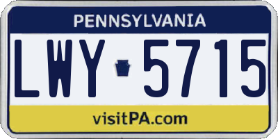 PA license plate LWY5715