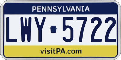 PA license plate LWY5722