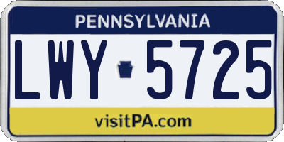 PA license plate LWY5725