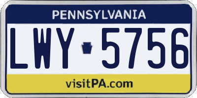 PA license plate LWY5756