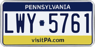 PA license plate LWY5761