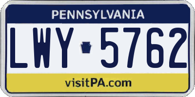 PA license plate LWY5762