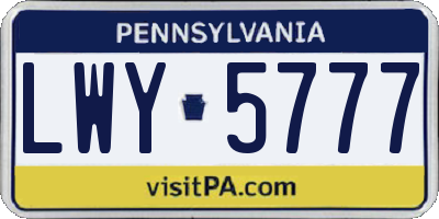 PA license plate LWY5777