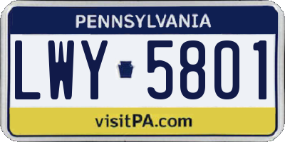 PA license plate LWY5801
