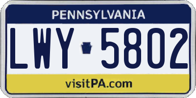 PA license plate LWY5802
