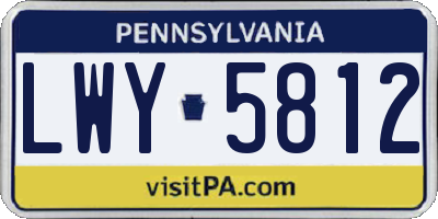 PA license plate LWY5812