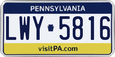 PA license plate LWY5816