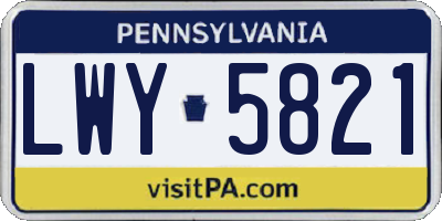 PA license plate LWY5821