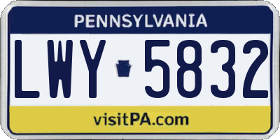 PA license plate LWY5832