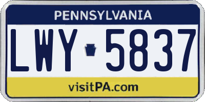 PA license plate LWY5837