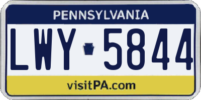PA license plate LWY5844