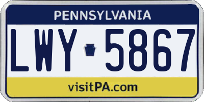 PA license plate LWY5867