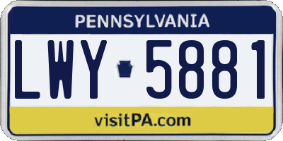 PA license plate LWY5881