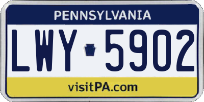 PA license plate LWY5902