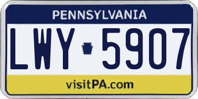 PA license plate LWY5907