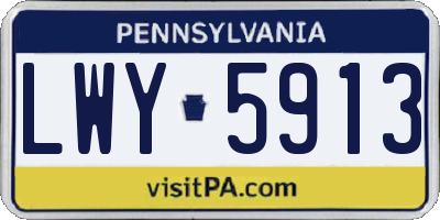 PA license plate LWY5913