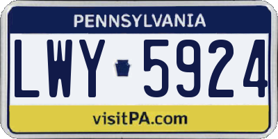PA license plate LWY5924
