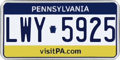 PA license plate LWY5925